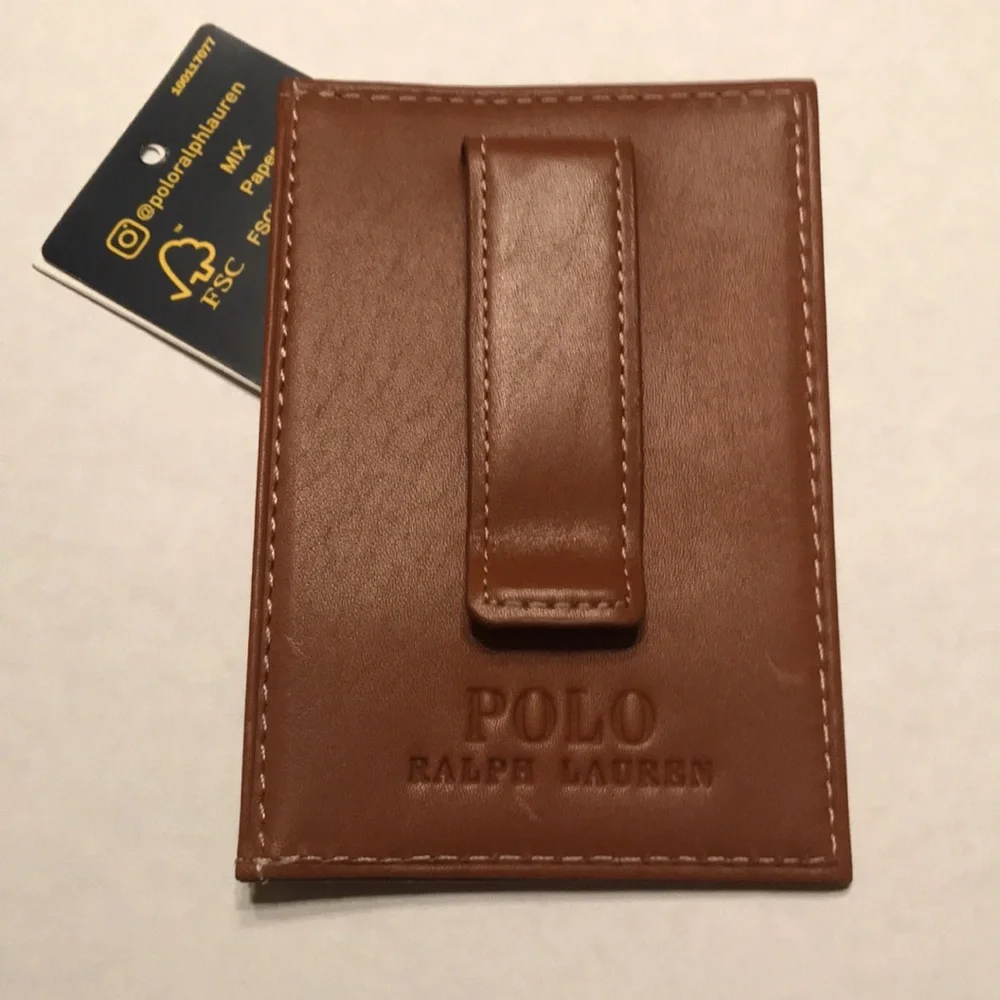 Polo Ralph Lauren Burnished Leather Card Case & Money Clip